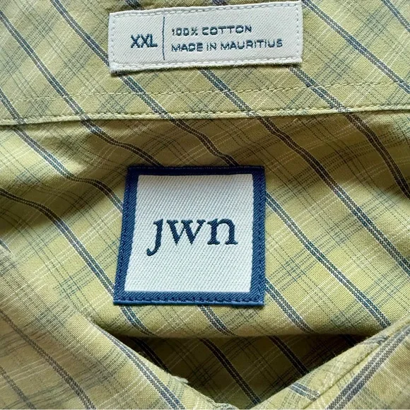 John W Nordstrom/JWN Long Sleeve Liggt Green/Blue Plaid Button Down Shirt XXL - Picture 7 of 16